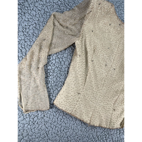 Jovani Blouse Womens Size 6P Silk Sequins Vintage Gatsby Padded Shoulders - Picture 10 of 13